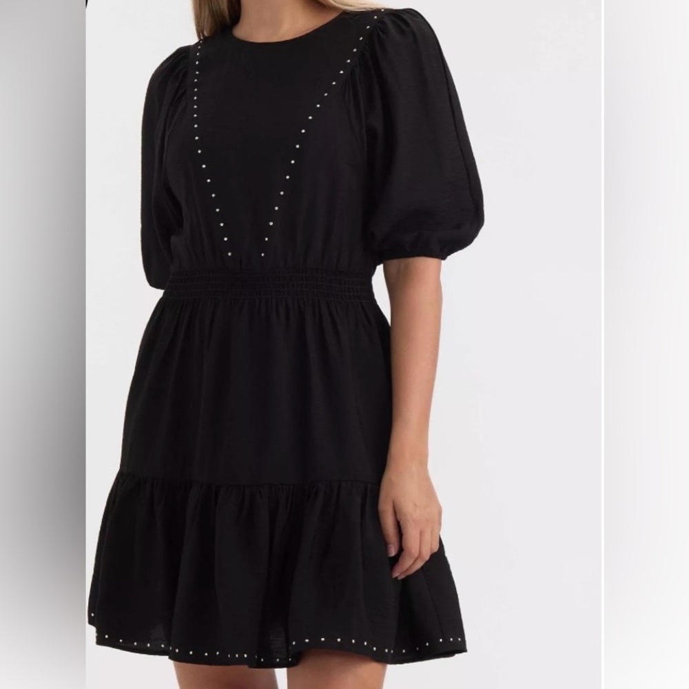 Ellen Tracy Studded Crinkle Dress